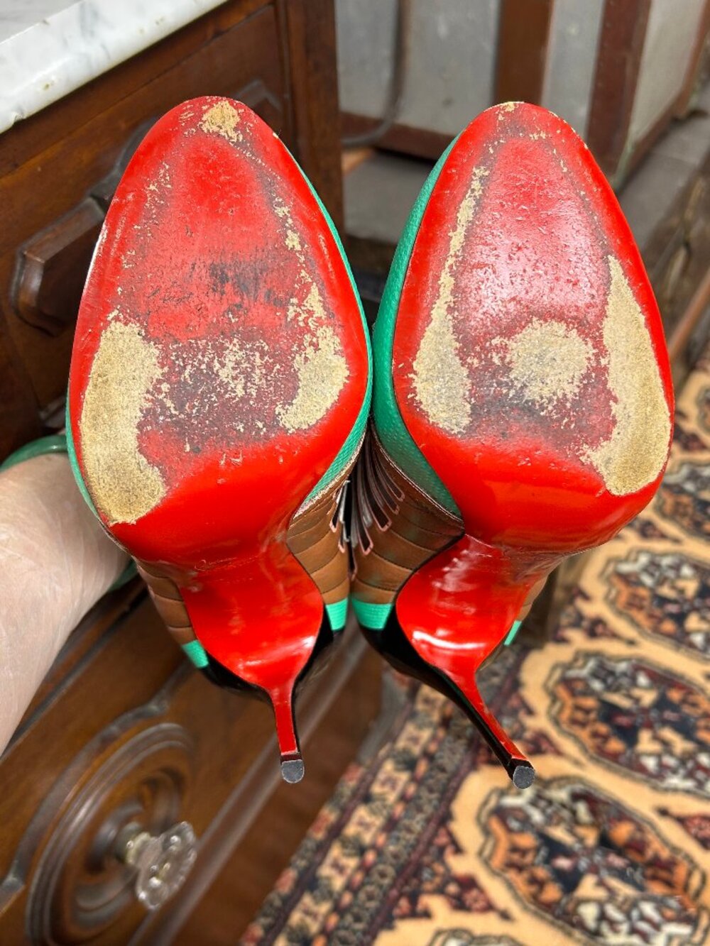 Christian Louboutin Boltina 120 Mint/Brown Sneaker Heels size 38.5 - Picture 5 of 11